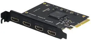 UNISHEEN Quad HDMI PCIe Video Capture Card - Work in 4 Channels Simultaneously, Support Linux/Win11, Built-in Capture Card