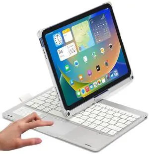 360 Rotating Keyboard Case for iPad Pro 11 inch (M5/M4) 2025/2024 with Trackpad Rotatable Wireless Rainbow Backlits Keyboard, Silver 360 Rotating Keyboard Case for iPad Pro 11 inch (M5/M4) 2025/2024 with Trackpad Rotatable Wireless Rainbow Backlits Keyboard, Silver