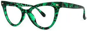 VOOGLAM Cat Eye Non Prescription Glasses with HD Clear Lenses for Women in Green TR90 Frame Maite OP02131