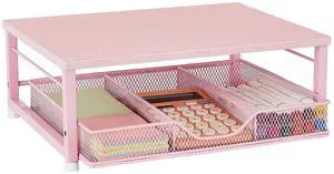 Gugsey Small Pink Laptop Stand for Desk, Monitor Stand, Office Desk Accessories, Computer Desktop Stand with Drawer for Home, Office, School (Pink)