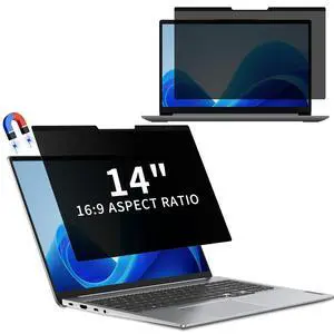 CeiLarv Magnetic Laptop Privacy Screen 14 Inch 16:9 Removable Notebook Laptop Privacy Filter Shield and Protector [Anti-Spy/Glare] Film for 14 inch (Width x Height: 316mm x 184mm)