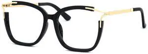 Zeelool Square Blue Light Glasses for Women Chic Black Fake Glasses Novel Anti Blue Light Designer Full Eyewear JGT261246-01B