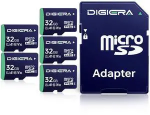 DIGIERA 32GB CT100 microSDHC UHS-I Memory Card with Adapter - up to 100MB/s, C10, U1, V10, Full HD, A1, Micro SD Card for Smartphones, Tablets, Cameras, Gaming Consoles, and Drones (5 Pack) DIGIERA 32GB CT100 microSDHC UHS-I Memory Card with Adapter - up to 100MB/s, C10, U1, V10, Full HD, A1, Micro SD Card for Smartphones, Tablets, Cameras, Gaming Consoles, and Drones (5 Pack)