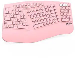 MEETION Ergonomic Keyboard Wireless, Multi-Device Bluetooth Keyboard, Wrist Rest for Natural Typing, Full-Sized Rechargeable Split Computer Keyboards, for Windows/Mac/PC/Laptop/Ta