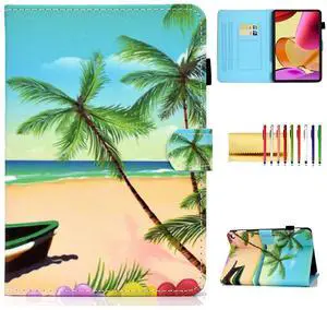 Case for Amazon Fire Max 11" 13th Generation (2023), Techcircle Folio Stand PU Leather Magnetic Smart Wallet Soft Cover Protective Case with Pen Holder+Card Slots, Auto Wake/Sleep, Summer Beach