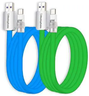 chubbycable Couple Chubby 2-Pack 120W USB C Cable Extra Thick Silicone Fast Charging Cable Compatible with iPhone 17-15 Series iPad Galaxy Series, Blue+Green, USB-A to Type-C, 13.1FT
