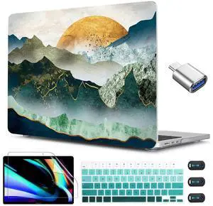 CISSOOK Mountain Case for MacBook Air 13.6 inch 2025 2024 2022 Release Model A3240 A3113 A2681, Plastic Sunshine Mountain Scenery Cover for MacBook Air 13 M4 M3 M2 Case with Keyboard Cover