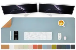 Large Cork Desk Mat - 47.2"x 17" Desk Pad for Office and Home - Ideal for Large Mouse Pad and Desk Mats on Top of Desks(Light Blue)