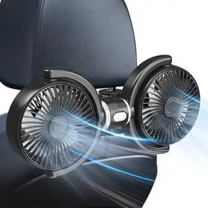 Trustnice USB Car Fan for Backseat for Kids, Dual Head Car Seat Fan Independently Controlled 360° Rotatable Powerful 3-Speed Vehicle rear headrest Air Circulation Cooling Fans for SUV Truck Sedan