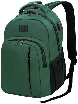 WOLT Laptop Backpack for Men Women for 15.6 Inch and 17 Inch Notebook, Travel Backpack Carry On Flight Approved with Computer Compartment, College Bookbag with USB Charging Port (Green)