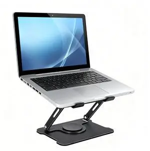 PICKUTS Black Foldable Laptop Stand Ergonomic Portable Riser with Cooling Vents & Non-Slip Pads, Adjustable Height & Angle for 10-17" Laptops (MacBook/Windows Compatible)
