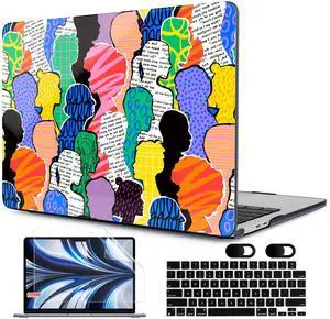 MEEgoodo Case for MacBook Air M4/M3/M2 13.6 inch 2025 2024 2022, Fit Model A3240 A3113 A2681,Compatible with MacBook Air 13 inch, Laptop Hard Shell Case with Keyboard Cover,Diverse People Abstract Art