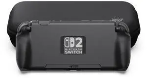 Savage Raven by Skull & Co. StandGrip Bundle for Nintendo Switch 2: Protective Case with Textured Grips Full Protection, Shock-Absorption Non-Slip and Anti-Scratch Cover (with Carrying Case)- Black