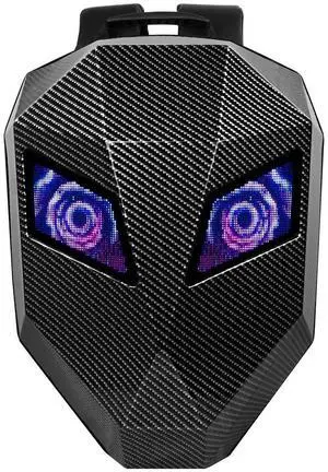 Gelrova Knight Motorcycle Backpack with LED Eyes, App Control Waterproof Hard Case Motorbike Bag, DIY Laptop Backpack for Riding, Cycling, Travel, Large Size 19in, Carbon fibre texture