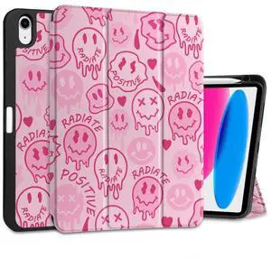 DONGKE Case for iPad 11th Generation 11 Inch 2025 (A16 Chip) & iPad 10th Generation 10.9 Inch 2022 with Pencil Holder-[Auto Wake/Sleep], Trifold Stand Soft TPU Protective Cover, Melting Faces