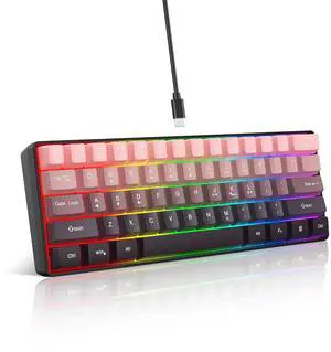 Snpurdiri 60% Wired Gaming Keyboard, 61 Keys RGB Backlit Ultra-Compact Small Gaming Keyboard, for PC/Mac Gamer, Typist, Travel, Easy to Carry on Business Trip (Pink-Black)