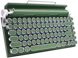 Adventurers Retro Typewriter-Style Mechanical Keyboard, 83 Keys, 75% Compact Layout, Bluetooth 5.0 and Wired, Hot-Swappable Blue Switch, White Backlit for Windows/Mac/iPad/PC/Laptop (Dark Green)