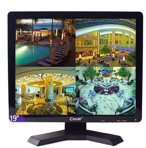 19 inch CCTV Security Monitor with BNC VGA HDMI AV Built-in Speaker 4:3 HD Display LCD Screen Display with USB Media Player for Home Surveillance Camera STB PC