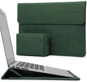 HYZUO 13.3-14 Inch Laptop Sleeve Case with Stand Feature for MacBook Pro 14 M5/M4/M3/M2/M1 2026-2021, MacBook Pro/Air 13.3, 13.5" 13.8" Surface Laptop, HP Spectre X360 13/14, Midnight Green