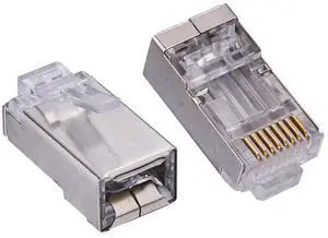 SATMAXIMUM Shielded Cat6 RJ45 Connectors Gold Plated RJ45 8P8C FTP Ethernet Cable Crimp Modular Plug (50/100 Pack) (100)