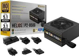 GAMDIAS PCIe 5.1 & ATX3.1 Gold 850W Power Supply for GeForce RTX 5000/4000/3000 Series, 850W Fully Modular ATX 80 Plus Gold Computer PSU for Gaming PC Desktops, Low-Noise Fan, HELIOS P2-850G