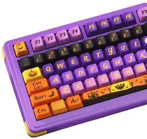 COOMICKEY PBT Keycaps, 138 Keys Pumpkin Ghost Halloween Theme Cherry Profile Keycaps Dye-Sublimation, Cute Custom Keyboard Keycap Set for MX Switches Mechanical Gaming Keyboard