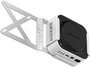 AODUKE Aluminum Alloy Mac mini M4 VESA Bracket, Mac mini 2024 Dock Stand, Mac mini M4 Pro VESA Monitor Arm Extension Plate, Compatible with 75X75/100X100MM Hole Distance-BW-MAX2