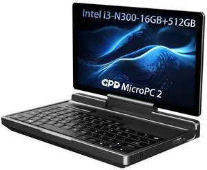 GPD MicroPC 2- Handheld Industry Laptop 7 Inches 1080P Display Mini PC Computer Win 11 Pro,CPU I3-N300, UHD Graphics; 16GB LPDDR5; 2.5G Ethernet, USB-C, HDMI 2.1, Wi-Fi 6, BT 5.2