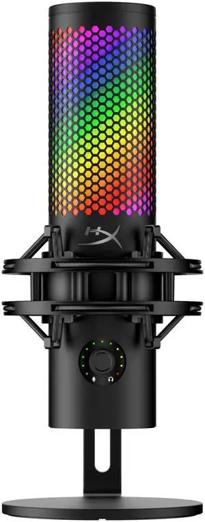 HyperX QuadCast 2 S  USB Microphone, with RGB Lighting, Streaming and Podcasting, with On-Board Controls, LED Lighting, Removable Shock Mount, PC, Mac, USB-C - Black