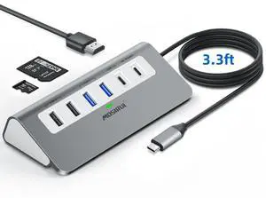 USB C Hub,Mosirui 9 in 1 USB C Hub Multiport Adapter with 4K HDMI,Type C 3.0 5Gbps,USB A 3.0/2.0,PD 100W, SD/TF Card Reader,USB C Dock for MacBook Pro/Air,iPad,iMac,iPhone,HP,Dell and More (3.3 Ft)