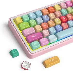 Guffercty kred 134 Keys MOA Profile Cute Keycaps, Candy Bears Keyboard Keycaps with Rounded Edges Cloud-Like Typing Feel for Mechanical Keyboard (MOA-Candy Bears)