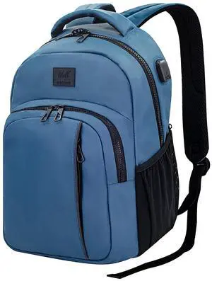 WOLT Laptop Backpack for Men Women for 15.6 Inch and 17 Inch Notebook, Travel Backpack Carry On Flight Approved with Computer Compartment, College Bookbag with USB Charging Port (Blue)