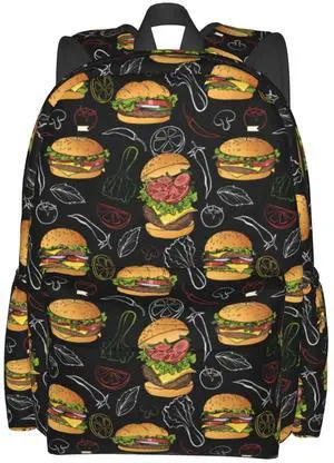 Odfovowo Hamburger Backpack Travel Backpack for Women Men Work Laptop backpacks Carry on Backpack Computer Backpack Casual Daypack for Hiking Camping Climbing Gifts