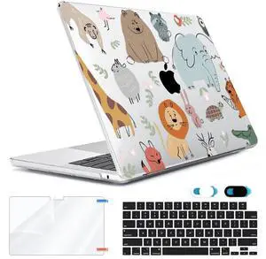 HOHAIYOO Case for MacBook Air 15 inch Case 2025 2023 2024 Release A3241 M4 A3114 M3 A2941 M2 Chip with Retina Display &Touch ID, Plastic Hard Shell+Keyboard Cover+Screen Film+Webcam Cover, Cute Animal