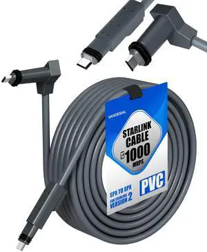 VANDESAIL for Starlink Cable Gen 2, 30FT/35FT/50FT/65FT/100FT/150FT Compatible Starlink Cable Replacement Cable, High Speed, Waterproof Grey for Starlink Gen2-30FT(9M)
