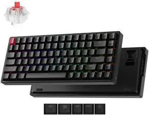 Keychron K2 75% Layout QMK Wireless and Wired Mechanical Keyboard Super Red Switch, RGB Backlight Aluminum Frame with Shine-Through Double-Shot PBT Keycaps for Mac Windows-Version 3