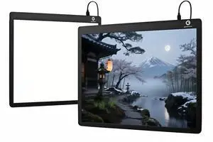 goodmore Glass Mouse pad,LED Illuminated Gaming Mousepad,Large Mouse pad 400mm * 300mm, Special Glass Surface to Improve Accuracy and Speed, Silicone Anti Slip (Mount Fuji)