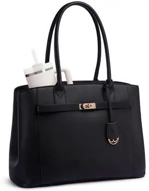 LOVEVOOK Laptop Tote Bag for Women, 15.6 Inch Large Computer Work Bag for Teacher Nurse Business PU Leather Brifecase Handbag with Reinforced Handle and Shape-Variable Design