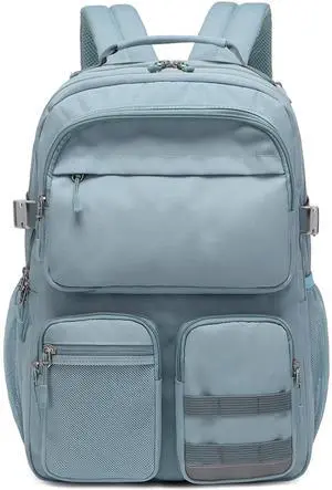 Lohol Water Resistant Backpack with Multifunctional Pockets for Teens, Durable Bookbag fits 15.6 inch Laptop for School Travel College, 25L (Blue)