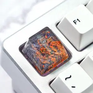 Ocean Coral Artisan Keycap Black and Red Coral Reef R1 OEM Profile Custom Keycaps 1U ESC Handmade Gaming Resin Key Cap Cherry MX Switch Compatible Mechanical Keyboard Lover Gift
