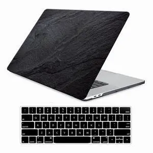 Funut Compatible with MacBook Air 13.6 inch Case 2022 2023 2024 Release M3 A3113 M2 A2681 with Touch ID, Plastic Laptop Hard Shell Case & Keyboard Cover for Marble MacBook Air 13.6 2022, Black