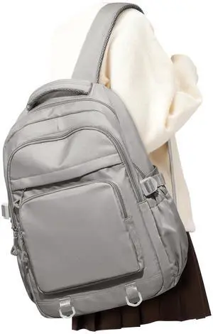 Simple Backpack for School Waterproof Backpack for Women Men Cute Casual Daypacks Lightweight Backpacks High School Bookbag for Teens Girls Boys(Gray Brown)