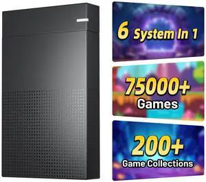 Kinhank 4TB Retro Gaming Hard Drive with 75,000+ Games,6 Systems in One,External Retro Game Hard Drive with 60+ Emulators,USB 3.0 HDD External Game Drive for PC for Win-7/8/10/11