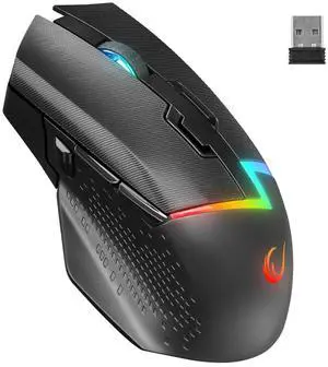 Rampage M3 Wireless Gaming Mouse. 10000 DPI, Tri Mode USB C, Bluetooth, 2.4GHz. 55 hr Battery Life RGB Mouse Designed for Mouse Gamers - Black.