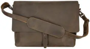 Hide & Drink, Messenger Bag with Shoulder Strap, 13-14 Inch Laptop Storage, Classic Portfolio, Travel Accessory, Full Grain Leather, Handmade, Bourbon Brown