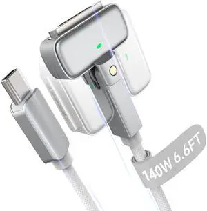Hugener Magnetic 3 Rotating Cable USB-C 6.6FT Compatible with M4/M3/M2 MacBook Air Pro Charger, 140W Magnetic Safe 3 Cable for MacBook Air (13"/15" 2025/2024/2023/2022), Pro (16"/14" 2024/2023/2021)