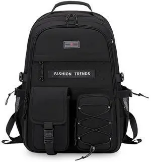 Lohol Multi-Pocket Backpack with 15.6 inch Laptop Compartment, Water Resistant Bookbag for School College and Travel (Black)