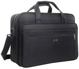 Large Briefcases For Men Work Bag Laptop Case 17 Inch Messenger Bags Expandable Office Business Mens Briefcase 17.3 Tote Carry On Black Canvas Shoulder File Portfolio Waterproof Professional Travel