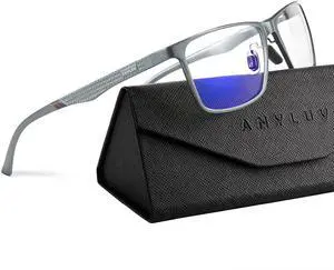 ANYLUV Blue Light Glasses Men/Women, Al-Mg Metal Computer Blue Light Blocking Glasses, Relieve Eyestrain and Eye Protection