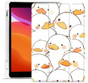 MAYCARI Cartoon Cute Animals Case for iPad 10.9 inch 2022 with Pencil Holder, Original Pattern iPad 10th Generation Soft TPU Back Protective Cover Shell, Auto Sleep/Wake Slim Shell - Cute Cartoon Duck